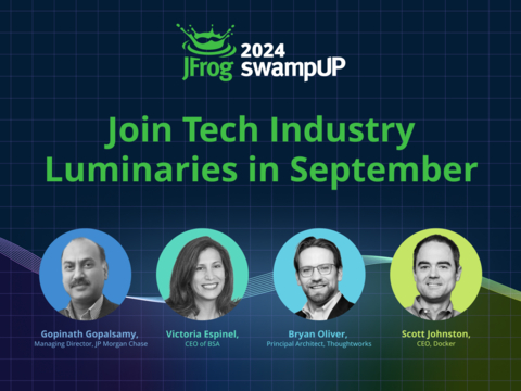 Docker, GitHub, BSA, JP Morgan Chase, and Thoughtworks to Join JFrog's Speaker Lineup to Discuss Emerging Software Trends around DevOps, Security, MLOps and AI (Graphic: Business Wire)